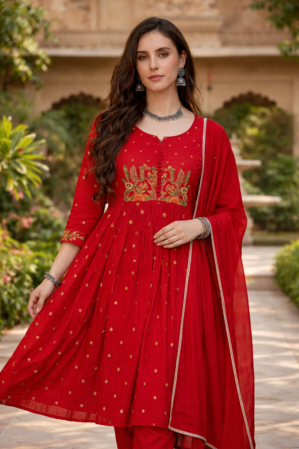 Women’s Embroidered Anarkali Kurta Set with Dupatta