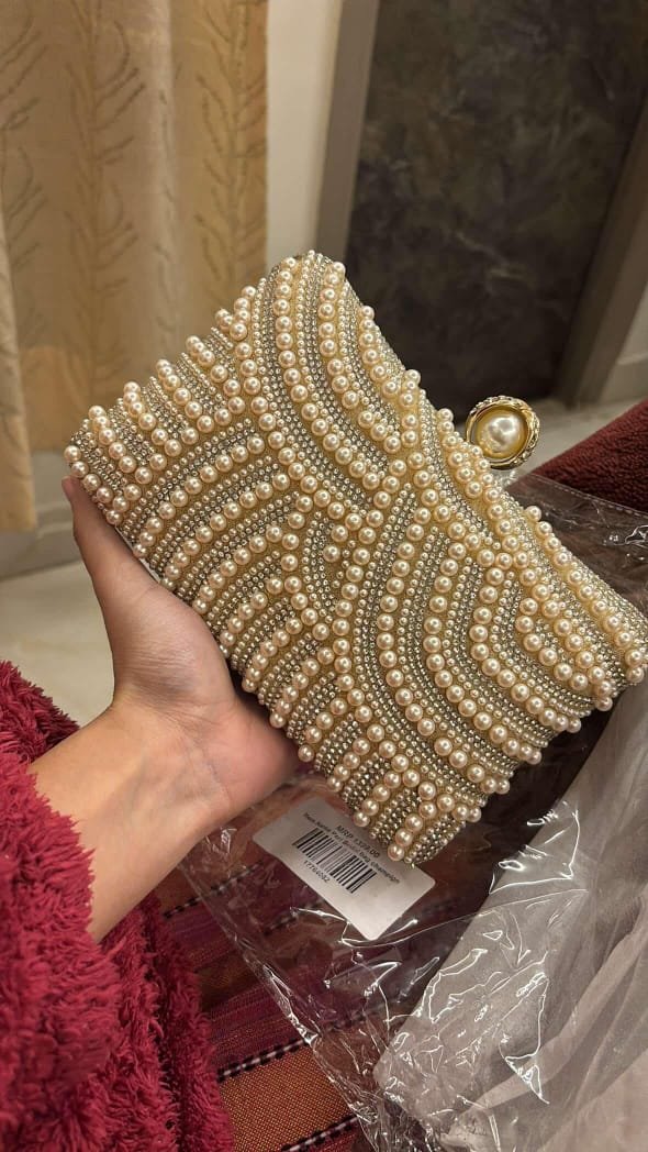 Luxury Pearl Beaded Clutch Handbag for Women