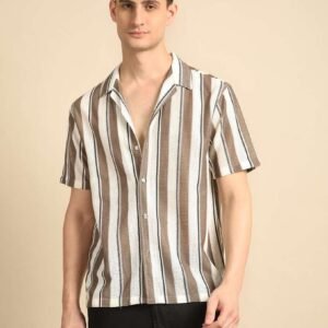 Men’s Regular-Fit Self-Design Lapel Collar Casual Shirt