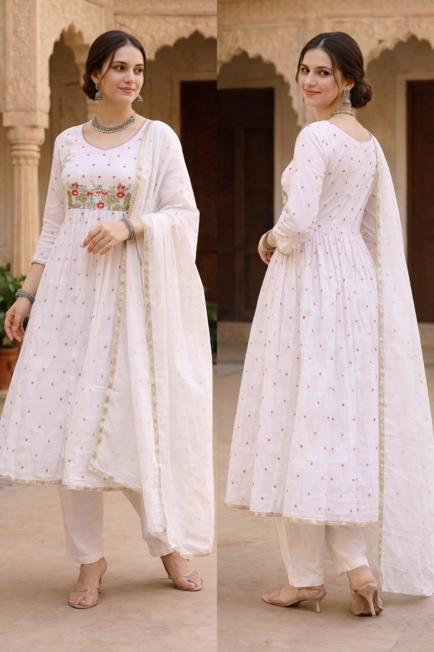 Women’s Embroidered Anarkali Kurta Set with Dupatta