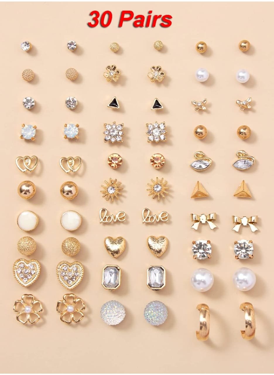 Shining Diva Fashion 30 Pairs Earrings Combo Set for Women