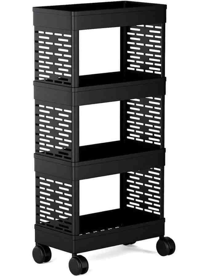 3-Tier Plastic Kitchen Trolley — Rolling Storage Cart