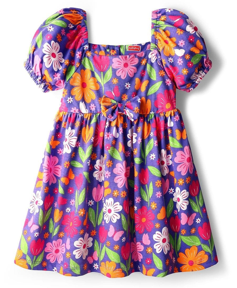 Girls Floral Printed Fit & Flare Dress for Kids