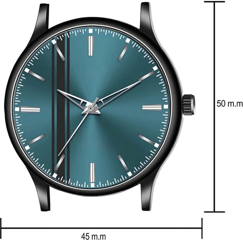 Generic Men's Analog Watch with Green Carbon Fiber Texture Dial and Silver Stainless Steel Bracelet | Day and Date Display | 40mm Case | 30M Water Resistant | Office and Casual Watch for Men