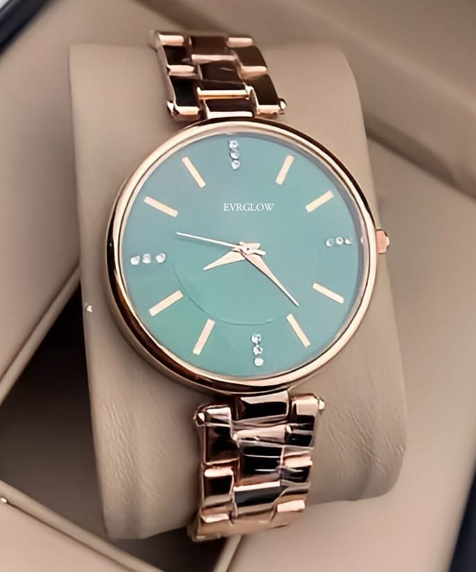 Generic Men's Analog Watch with Green Sunburst Dial and Gold Plated Stainless Steel Bracelet | Roman Numeral Hour Markers | 40.5mm Case | 30M Water Resistant | Formal and Casual Wear Watch for Men